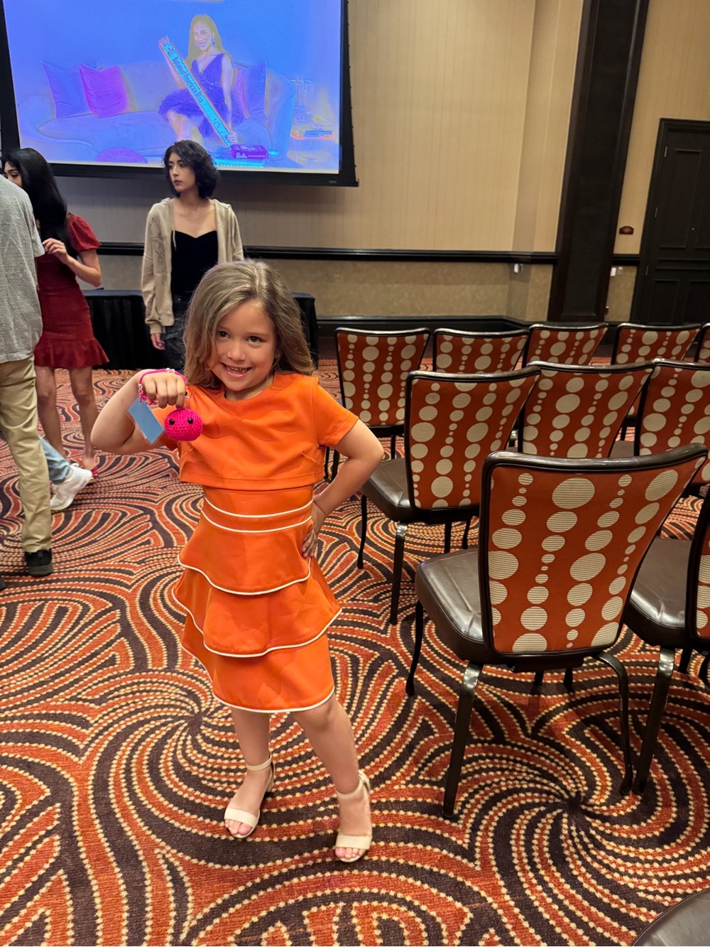 Orange Tiered Dress with White Trim - Pageant interview or Appearance Dress